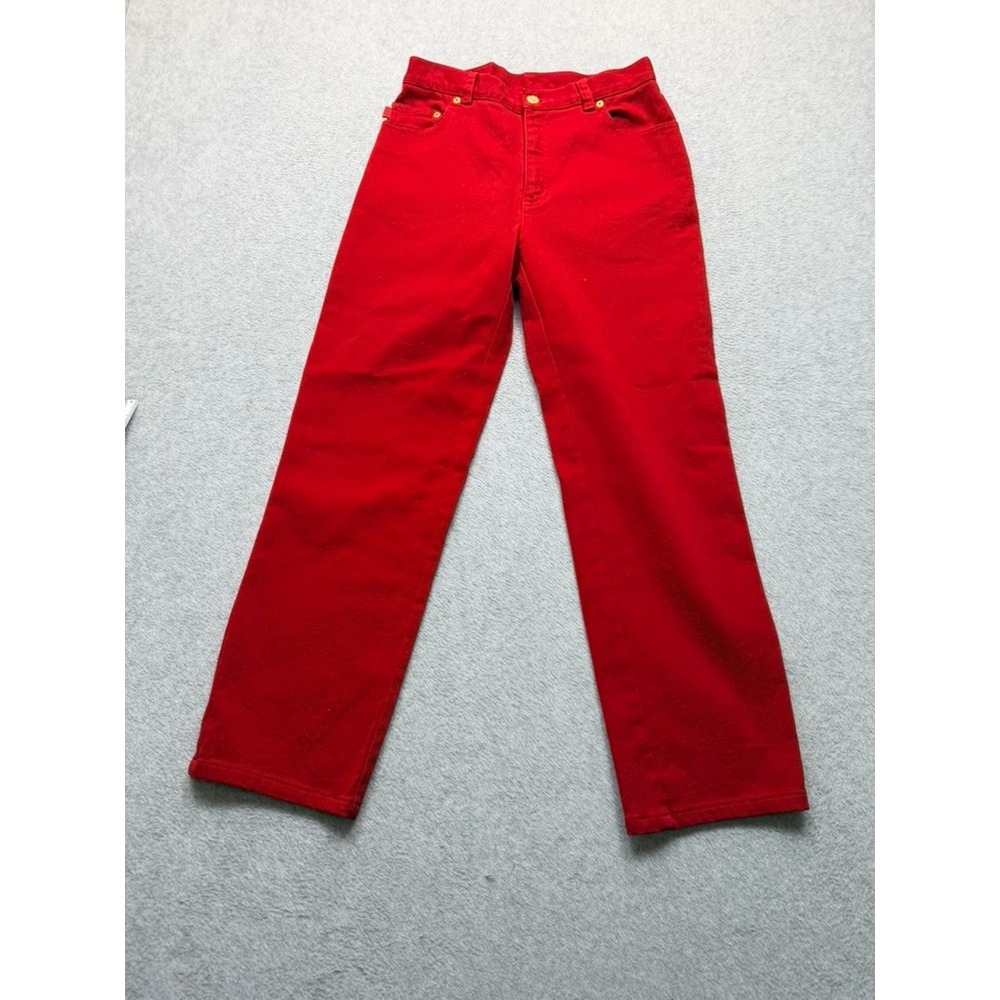 Lauren Ralph Lauren Red Straight Leg Jeans High Rise Stretch Size 8